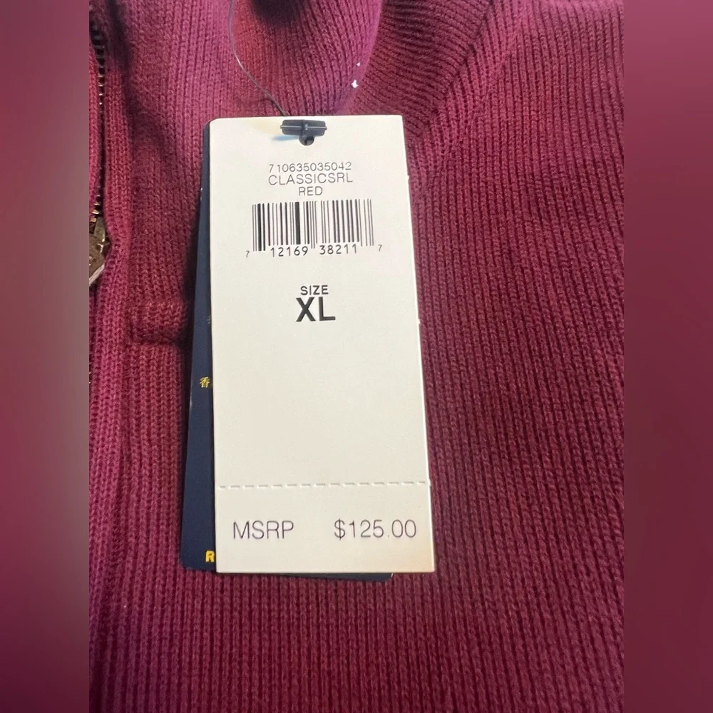 Polo Ralph Lauren Mens 1/4 Zip Sweater Size XL  Estate Rib Pullover Red NWT